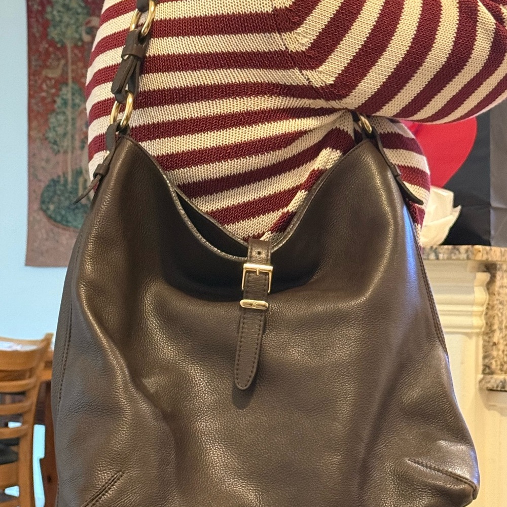 Massimo Dutti Brown Leather Hobo Bag
